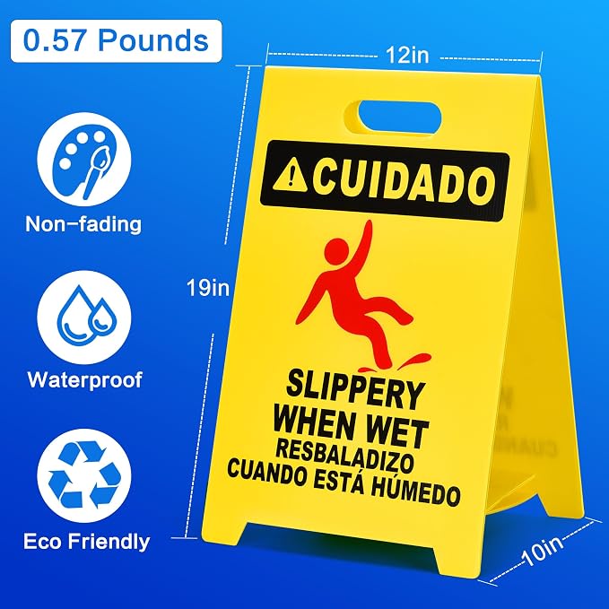MATTHEW CLEANING 19'' Industrial Wet Floor Sign 6 Pack 2-Sided Durable - Image 2