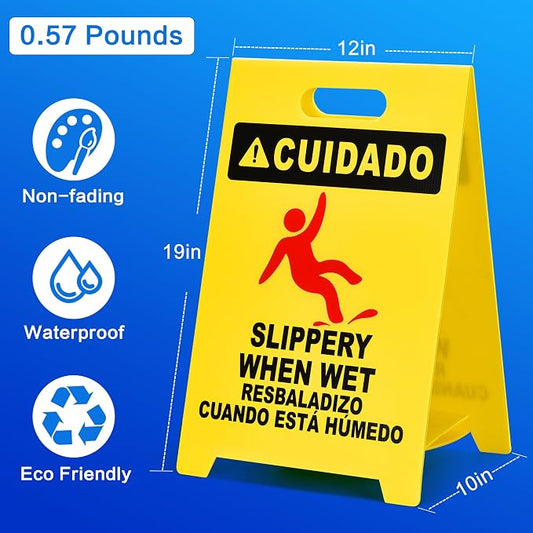 MATTHEW CLEANING 19'' 2 Pack, Industrial Wet Floor Sign 2-Sided Durable - Image 2