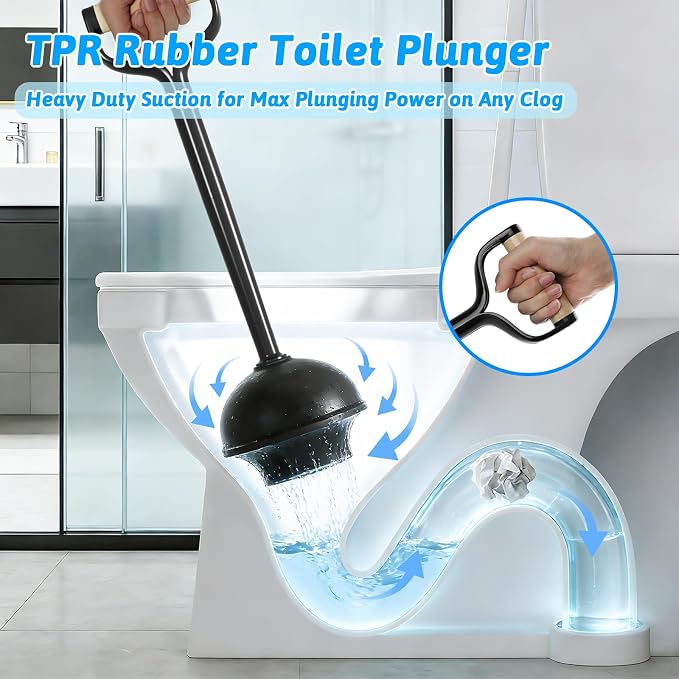 Sellemer Toilet Brush and Plunger Set, Curved Design Head - Image 3