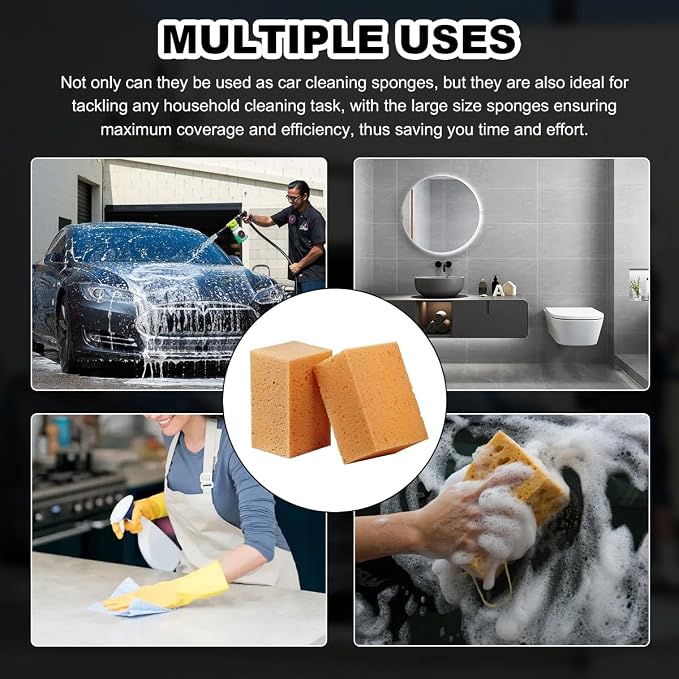 5PCS Car Wash Sponges, 8.5"×4.4"×3.5" Large Extra Soft Coral Non Scratch Sponge - Image 6