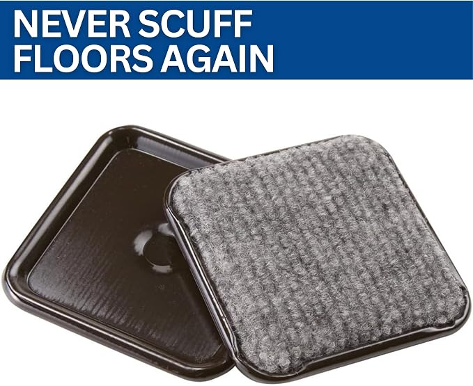 SoftTouch 2 1/2" Square Reusable Carpet Bottom Furniture Caster Cups to Protect - Image 2
