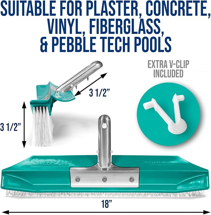 SweepEase® Swimming Pool Brush, Durable Poly Bristles, Sticks to Walls and - Image 4