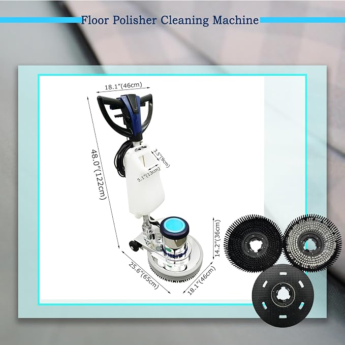 18" Commercial Floor Scrubber & Polisher Heavy Duty Multi-Surface Buffer Cleaner - Image 7