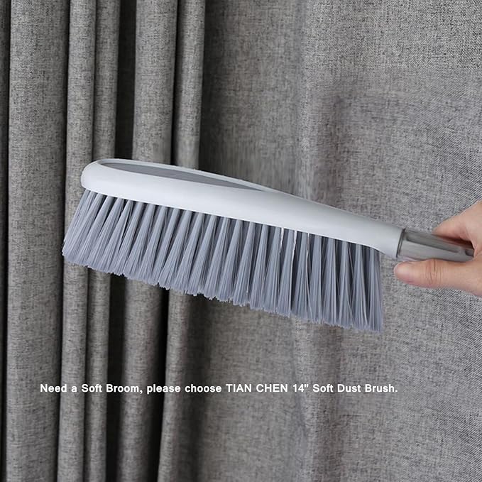 Hand Broom, 14 inch Large Counter Duster, Slightly Stiff Plastic Bristle Brush - Image 6