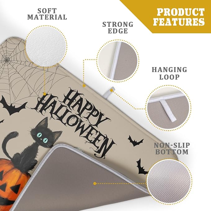 Happy Halloween Black Cat Ghost Dish Drying Mat - Image 4