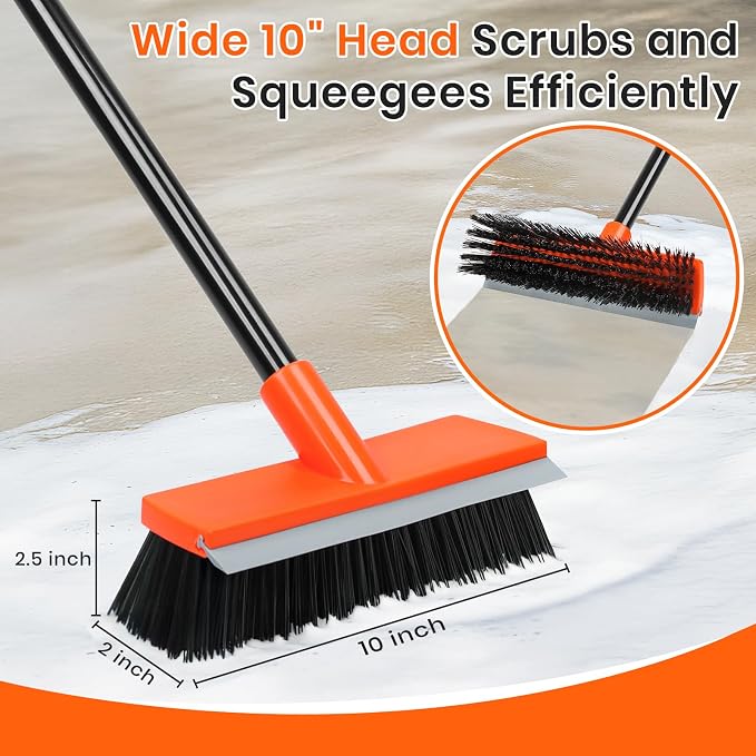 Deck Brush with Long Handle, Stiff Bristle Floor Scrub Broom, Snow on Carpet - Image 6