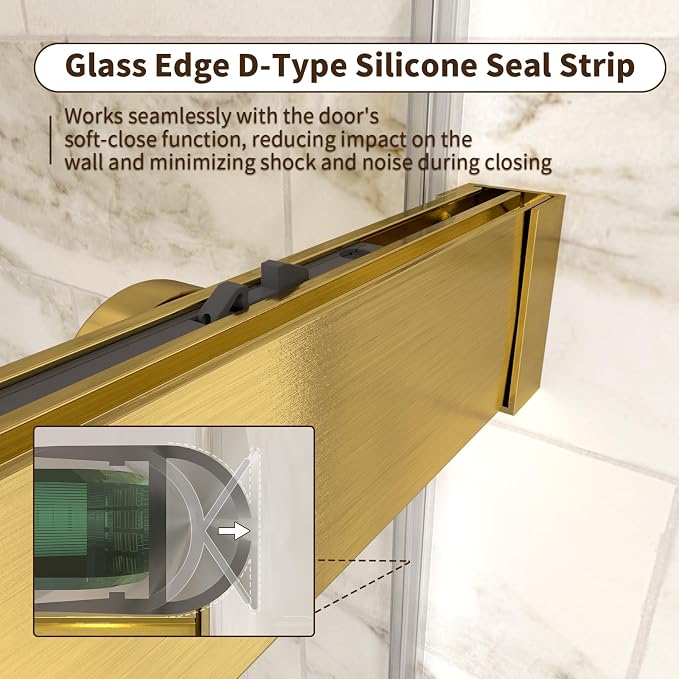 Frameless Shower Door, 56-60" W x 74" H Double Sliding Shower Doors - Image 9