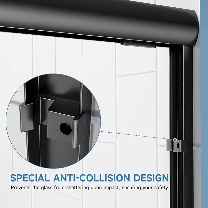 Double Sliding Bathtub Door 56-60“W x 57” H, Semi-Frameless Bath Tub Door - Image 2