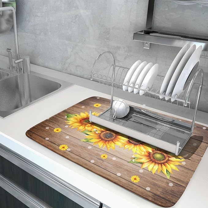 Summer Sunflower Bee Dish Drying Mat - Image 5