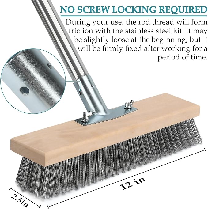 Stainless Steel Deck Scrub Brush - Image 2