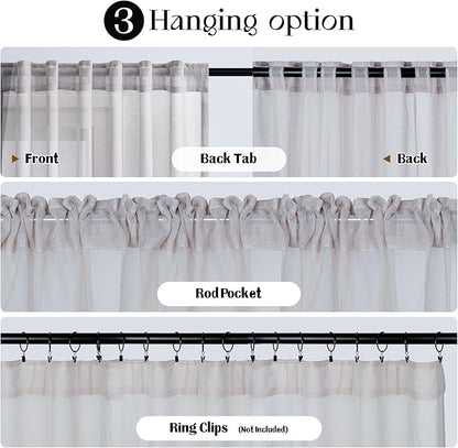Dreaming Casa Grey Sheer Curtains 102 Inches Long, Rod Pocket & Back Tab Light Filtering Textured Sheers for Living Room Bedroom, 2 Panels, Each 52" W x 102" L