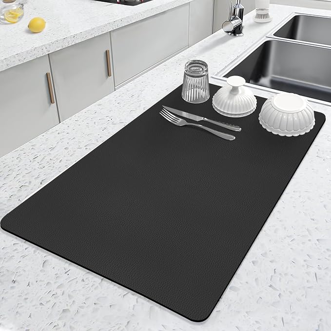 LOPNUR Kitchen Dish Drying Mat, Super Absorbent Dish Drying Pad, Diatomite by LOPNUR