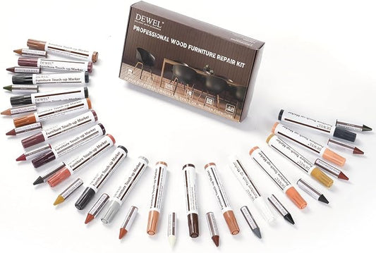 DEWEL Wood Furniture Markers & Filler Sticks Repair Kit, New Improved 18 Colors by DEWEL