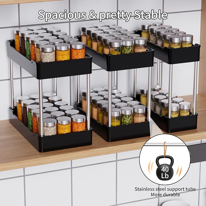 3 Pack Under Sink Organizers and Storage, 2 Tier Bathroom Cabinet Organizer - Image 6