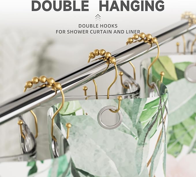 Shower Curtain Hooks, Shower Curtain Rings Rust Proof Double Hook Shower - Image 6