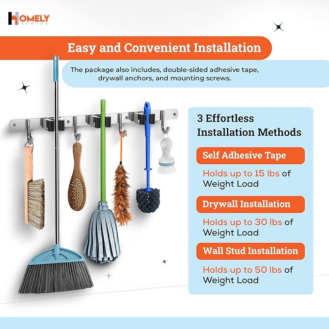 Mop and Broom Holder Wall Mount – Heavy-Duty Closet Organizer - Image 6