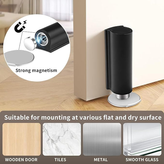 Magnetic Door Stoppers Black WYGWP Stainless Steel No Drilling Wedge Stops - Image 2