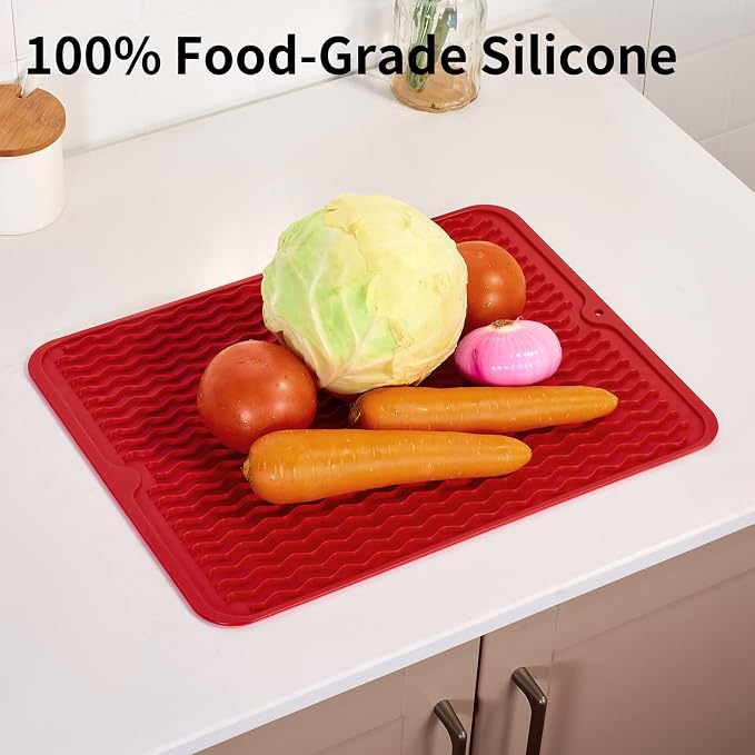 ZLR Silicone Dish Drying Mat for Kitchen Counter, Eco-Friendly Fast Dry Dish Mat - Image 9