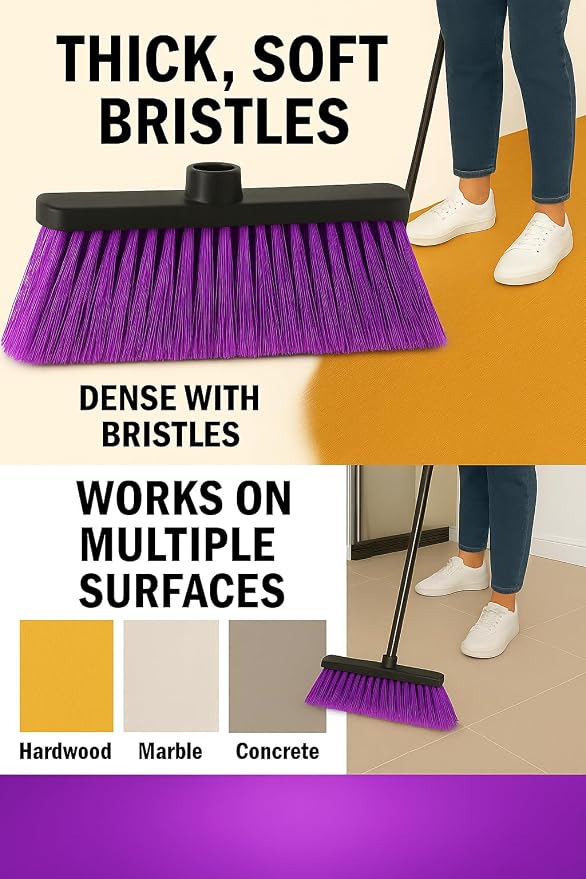 ALMA Deep Purple 14" Soft Flagged Broom Head – Indoor Sweep – Universal 7/8" - Image 2