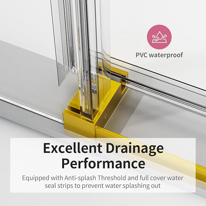 56-60" W x 76" H Frameless Soft-Close Sliding Shower Door, 3/8" SGCC Tempered - Image 3