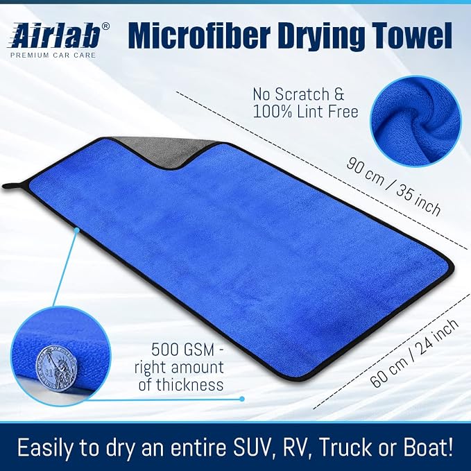 Airlab Microfiber Towels for Cars Wash Drying Thick Plush Cleaning Cloth Auto - Image 2