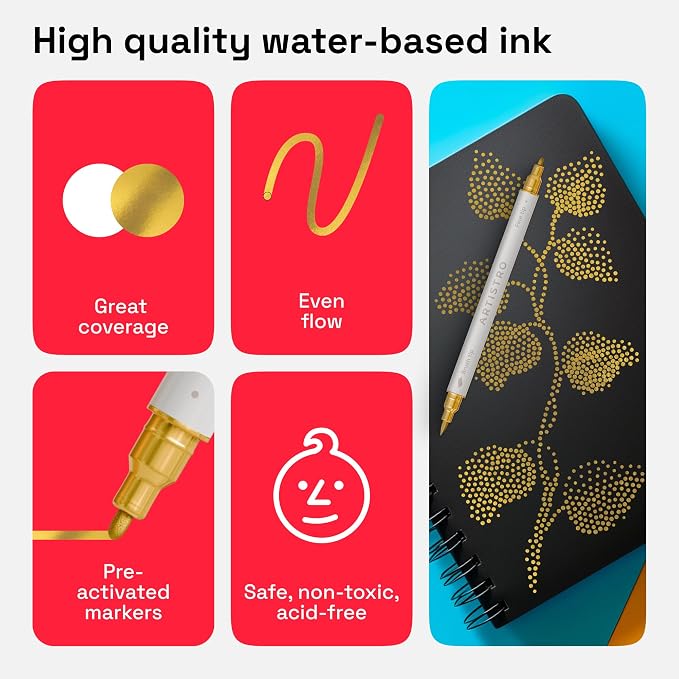 ARTISTRO 5 Gold Acrylic Paint Markers - Image 4