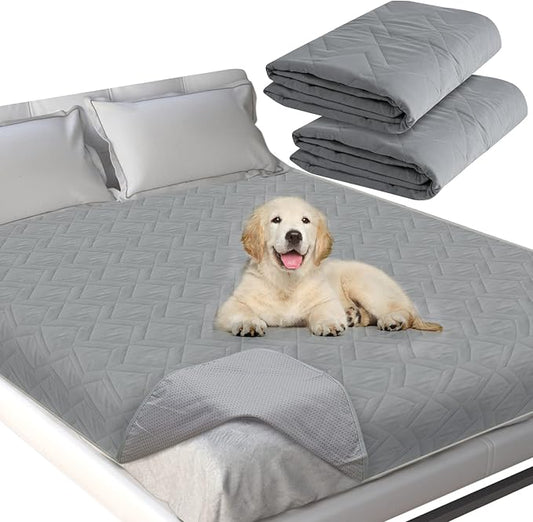 Waterproof Blanket 2 Pack Dog Bed Cover with Non-Skid Bottom, Couch Cover for Dogs, Mattress Protector Furniture Protector, Bed Couch Sofa(52" X 82")