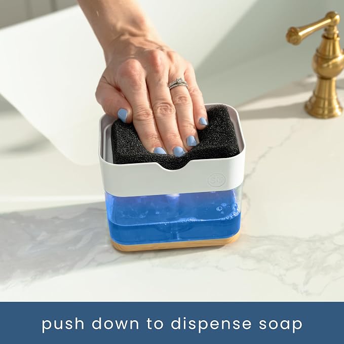 S&T INC. Dish Soap Dispenser and Sponge Holder - Image 2