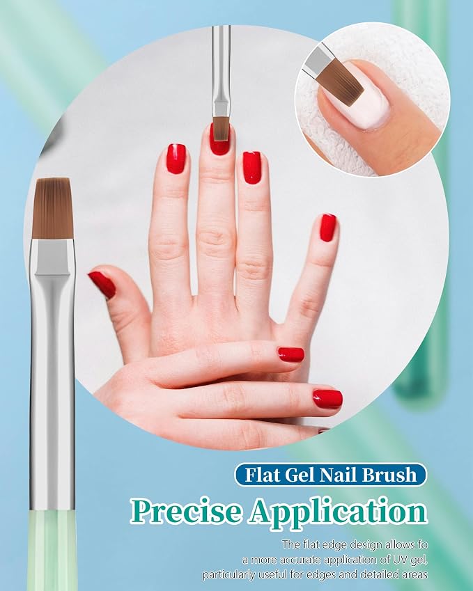3PCS Nail Polish Clean Up Brush, Round&flat&Angled Acetone Resistant Nail Brush - Image 3