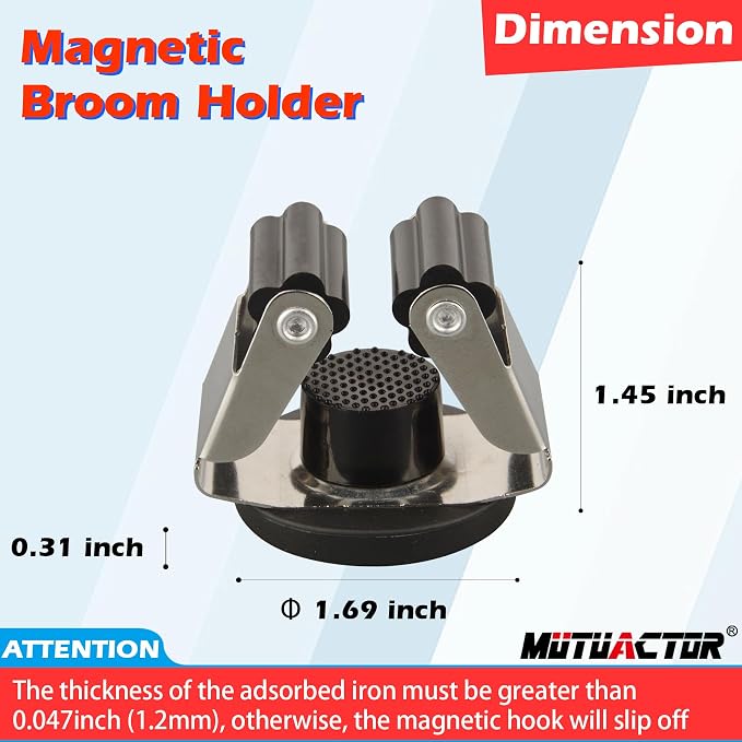 MUTUACTOR Magnetic Broom Holders, 12lbs Heavy Duty Magnetic Tool Holders - Image 5