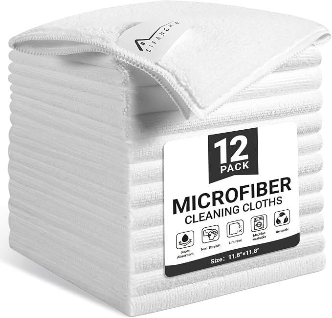 Microfiber Cleaning Cloth, 12 Pack Lint-Free and Highly Absorbent Rags by Unknown