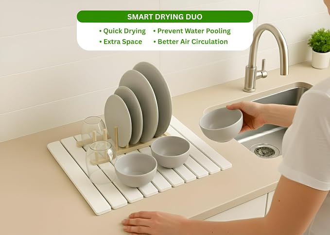 Stone Dish Drying Mat – Large 24×16 Quick Dry Stone Mat Kitchen, Diatomaceous - Image 4