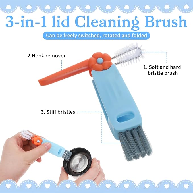 Straw Cleaner Brush Set: 3 Pcs Reusable Pea Long Straw Pipe Cleaner Brushes and - Image 3