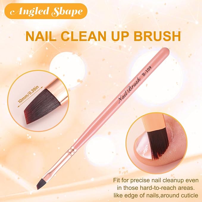 Pink Nail Art Clean Up Brushes for Cleaning Polish Mistakes on the Cuticles - Image 5