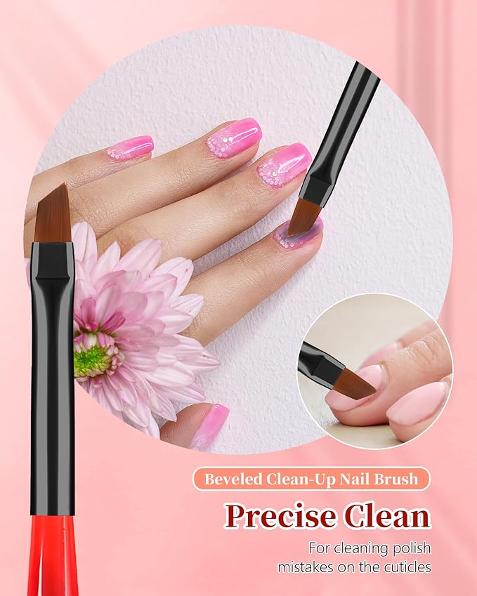 3PCS Nail Art Clean Up Brushes, Round/Angled/flat Acetone Resistant Gel Nail - Image 7