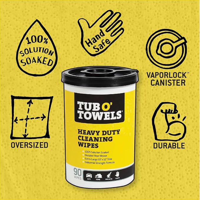 Tub O' Towels Heavy-Duty Multi-Surface Cleaning Wipes, Removes Grease, Tough - Image 3
