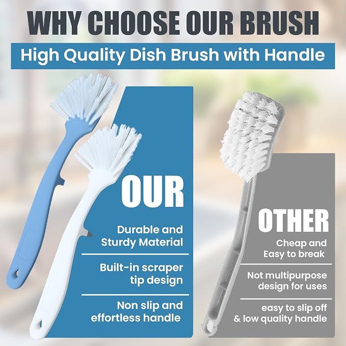 Dish Brush with Handle – 2 Pack - Image 5