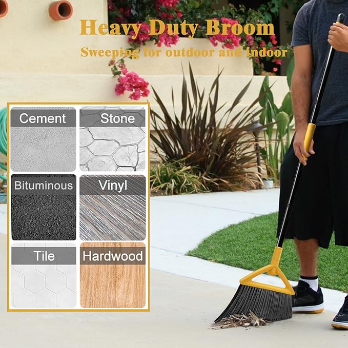 Heavy Duty Broom Outdoor and Indoor, 2 Pack Upgraded Commercial Angle Brooms - Image 8