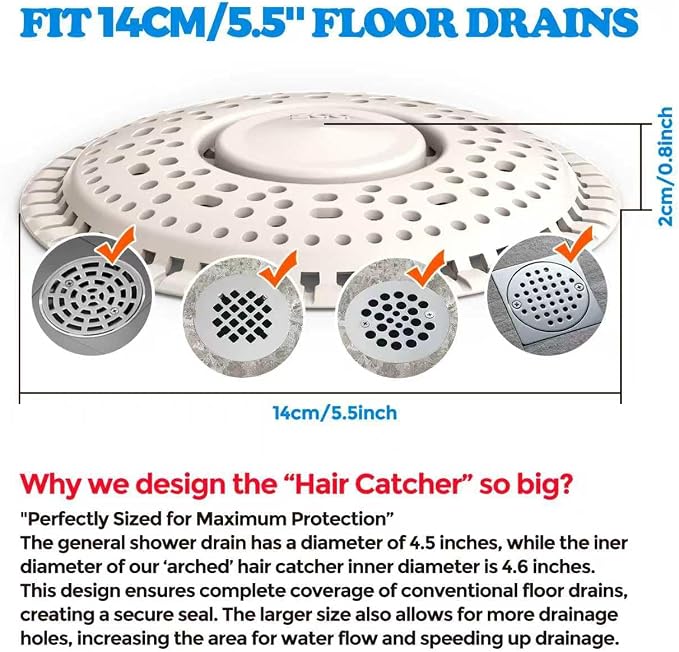 zaa Shower Drain Hair Catcher, 2 Pack Premium Silicone Drain Protector & Shower - Image 6