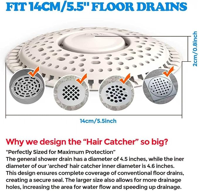 zaa Shower Drain Hair Catcher, Premium Silicone Drain Protector & Shower Drain - Image 6
