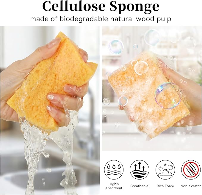 6 Pcs Kitchen Sponges for Dishes Cleaning, Non Scratch for Non Stick Cookware - Image 3