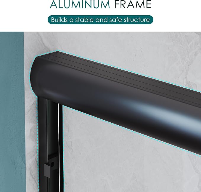 ELEGANT Double Sliding Shower Door 56-60" W x 72" H, Semi-Frameless Bypass - Image 9