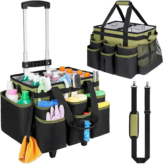 Large Rolling Cleaning Caddy Bag by ZIOZERTT
