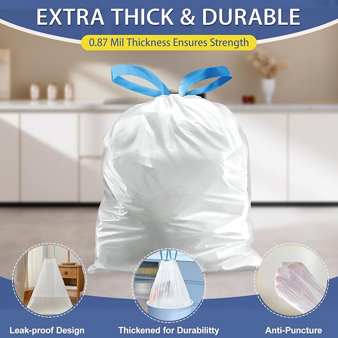 150 Count 6 Gallon Trash Bags Drawstring - Image 6