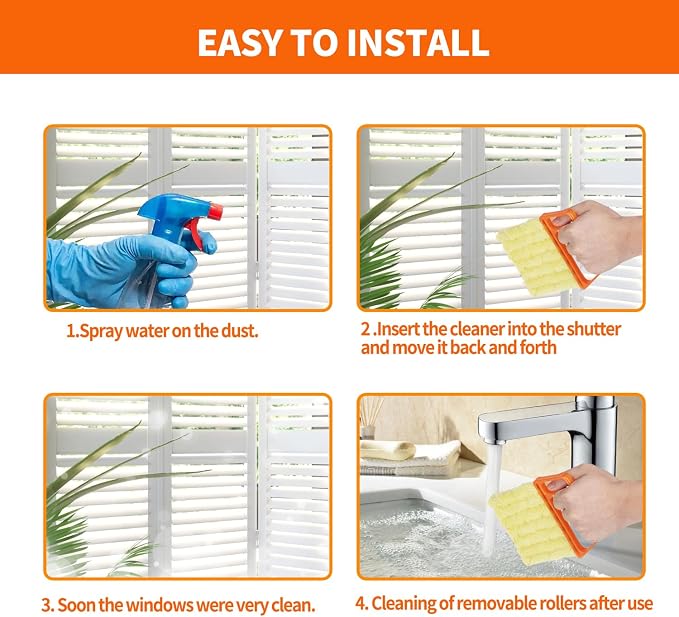 12 Pcs Window Venetian Blind Cleaner Duster Tool, Microfiber 6 Finger Duster - Image 7