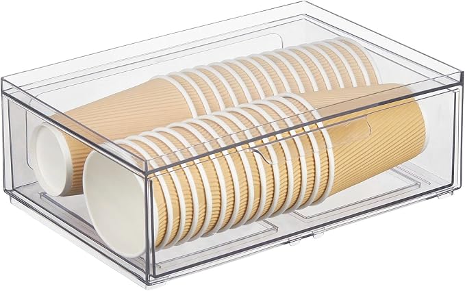 mDesign Plastic Wide Stackable Kitchen Storage Organizer Bin Containers - Image 8