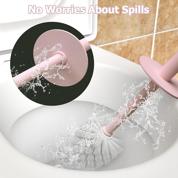 Topsky 2 Pack Compact Toilet Brush & Holder Set, Plastic Round Barrel Loo Brush - Image 6