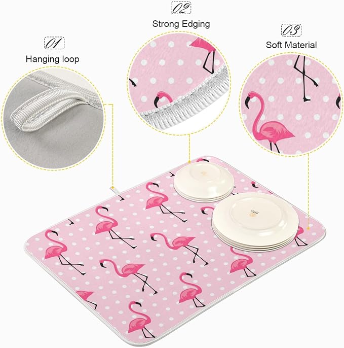 Tarity Cute Pink Flamingo Dish Drying Mat - Image 4