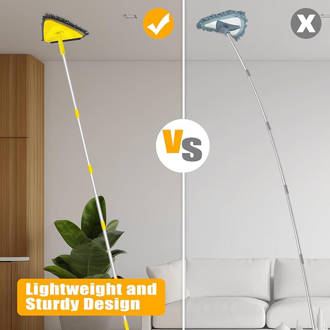 JEHONN Wall Mop with Long Handle 80 Inches, Upgraded 180° Collapsible Baseboard - Image 5
