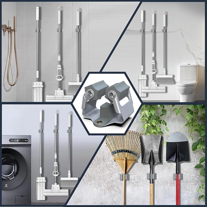 3-H 45 Pack Mop and Broom Holder Big Size Hanging 1 KG Extra, Broom Hanger Wall - Image 3